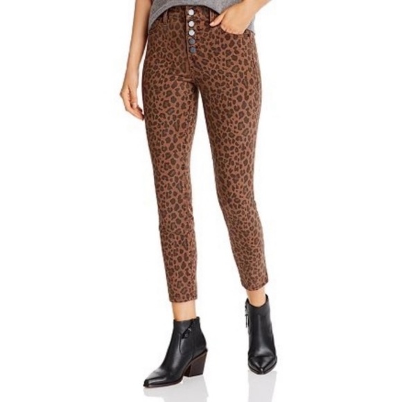 Evereve Level 99 Heidi Exposed Button Leopard Skinny Jeans - Picture 1 of 11
